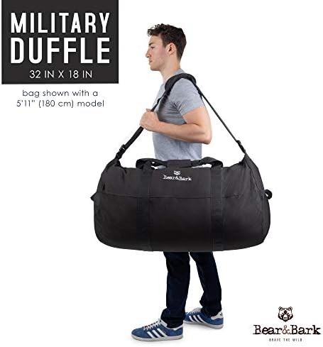 Medium Duffle Bag – Black 32”x18” - 133.4L - Canvas Military and Army Cargo Style Duffel Tote for Men and Women– Gym, Hiking and Storage Shoulder Bag 6 Medium Duffle Bag – Black 32”x18” - 133.4L - Canvas Military and Army Cargo Style Duffel Tote for Men and Women– Gym, Hiking and Storage Shoulder Bag