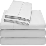 Premium 1800 Ultra-Soft Microfiber Collection Split King Sheet Set, Hypoallergenic, Easy Care, Wrinkle Resistant, Deep Pocket (Split King, White)