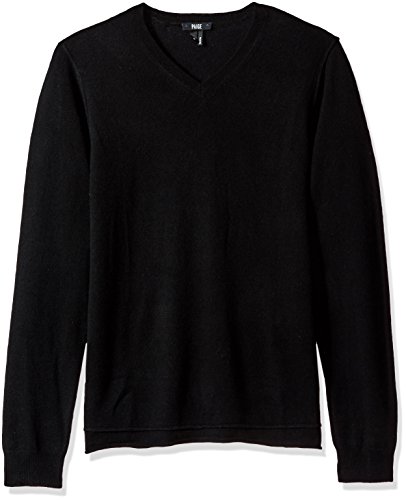 PAIGE Men's Ian V-Neck Cashmere Blend Sweater, Black, XXL