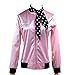 1950s Pink Ladies Satin Jacket T Bird Women Danny Halloween Costume Outfit (Black, 3X-Large)