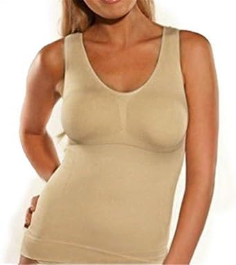Willsin7so Plus Size Bra Tank Top Women Body Shaper Removable Shaper Underwear Slimming Vest Corset Shapewear Khaki XL