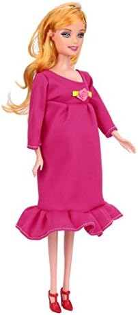 Dress Real Pregnant Doll Suit Mom Doll Have A Baby In Her Tummy For Barbie Mini Dress (hot pink, 5&amp;30 cm)