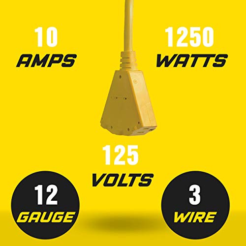 ReelWorks Extension Cord Reel Retractable 12AWG x 65' Foot 3C/SJT Heavy