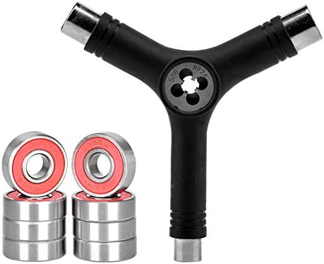 Alouette 8 Pack Skateboard Bearing with Y Skate Tool 608 RS Rolling Bearing for Inline Roller Skates(8 x 22 x 7 mm)