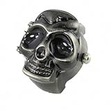 Youyoupifa Cool Design Skull Case Flip Quartz Ring Watch (Black)