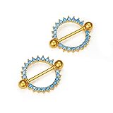 2pcs Circle of Life Nipplerings Pink Gems Shields 14G Vcmart
