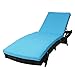 Peachtree Press Inc Peach Tree Outdoor Patio PE Rattan Wicker Adjustable Chaise Lounge Chair w/Blue