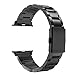 Simpeak Slim Band Compatible with Apple Watch 45mm 44mm 42mm Series 7 6 SE 5 4 3 2 1, Women Men Solid Stainless Steel Business Band Strap Replacement for iWatch 45 44 42, Black