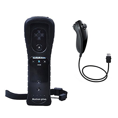 Remote Game Control,Stoga Built in Motion Plus Remote and Nunchuck Controller for Wii + Case-Black Remote Game Control,Stoga Built in Motion Plus Remote and Nunchuck Controller for Wii + Case-Black
