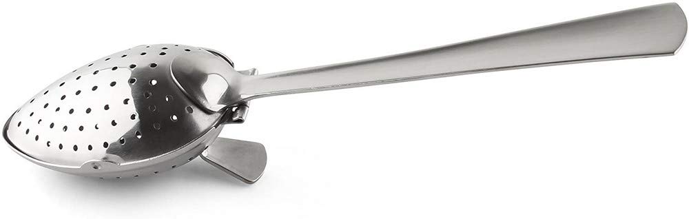 Café Ole Carded Tea Infuser with Perforated Spoon, Stainless Steel, 14 x 3.7 x 3 cm