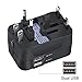 Travel Adapter, GOOLEEN Universal All in One Worldwide Travel Power Plug [US UK EU AU] Wall AC Adapter Charger with Dual USB Charging Ports & Universal AC Socket (Black)