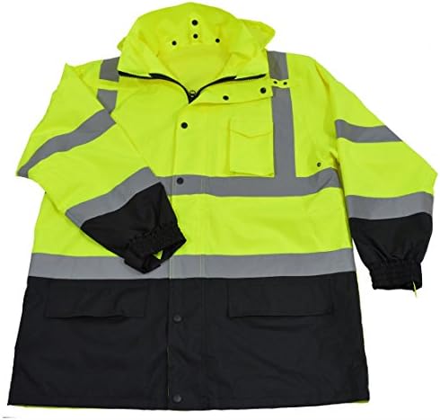 Petra Roc LBPJLW-C3-5X Two Tone ANSI Class 3 Rain Parka Jacket, 5X-Large, Lime/Black