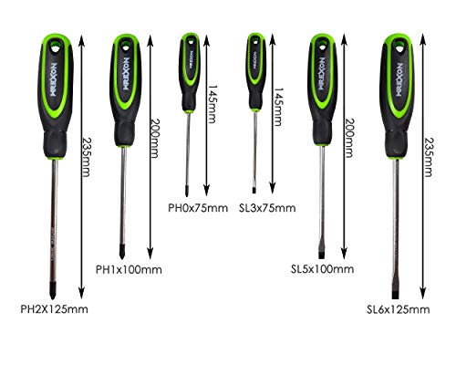 Schraubenzieher Set 6 tlg mit Magnetschale150mm - Flach- und Kreuzschlitz-Magnetschraubendreher - komfortabler Griff… – Bild 4
