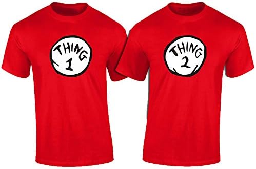 DR. Seuss Thing 1 Thing 2 Shirt - Thing 1-10 Youth Size XS-XL - Thing 1 Thing 2 Funny Shirt Red