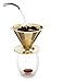 ATHOMEY fswafa Osaka Titanium Coated Pour Over Coffee Dripper with Double Layered, Patent Paperless and Reusable Cone Shaped Filter Himeji-jo, w Stand, Gold