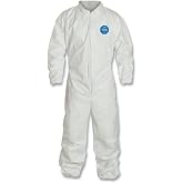 DuPont Tyvek 400 Disposable Protective Coverall with Elastic Wrists and Ankles, White, Large, 25-Pack