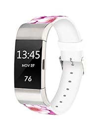 Fitbit Charge 2 correas de reloj, jolook pulsera piel correas correas de repuesto para Fitbit Charge 2   Vintage Colorful Rose, d 15