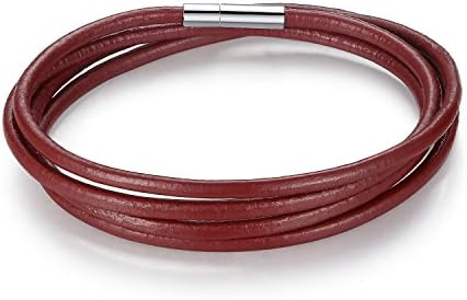 UNIONTOP Handcraft Red Leather Bracelets For Mens and Womens