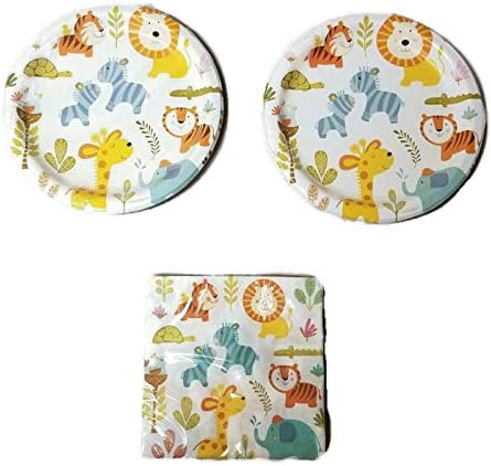 Happy Happi Jungle Fun Birthday Party Bundle 9" Plates (16) Napkins (16)