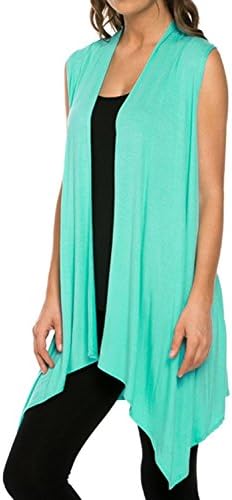 SDolphin Women;s Waterfall Casual Open Front Draped Sleeveless Cardigan Vest,Blue,Large