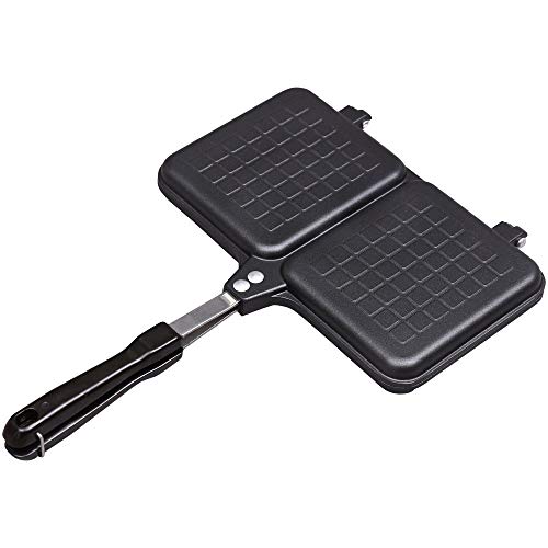 アイリスプラザ(IRIS PLAZA) ホットサンドメーカー 直火式 ガス火専用 2枚焼き ダブル お手入れ簡単 キャンプに使える ブラック 36×25×3cm商品画像