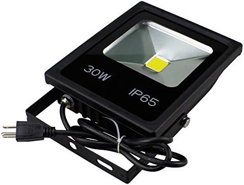 Pacaly Super Bright Outdoor Led 30 Watts 220 Volts Flood Lights with Standard US Power Plug, 100w HPS Bulb Equivalent, Waterproof, 3000lm, 6000k (Daylight White)