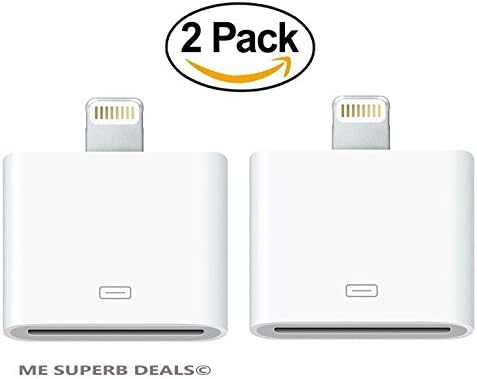 Lightning to 30-Pin Converter, 8 Pin to 30 Pin White Charging Adapter for iPhone 7, 7 Plus, 6S, 6S Plug, 5S, 5C, iPad (2 Pack - White)
