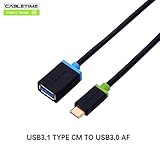 CABLETIME USB3.1 Type C OTG Cable Adapter with Gold-Plated, 6 Inch(15CM), Black