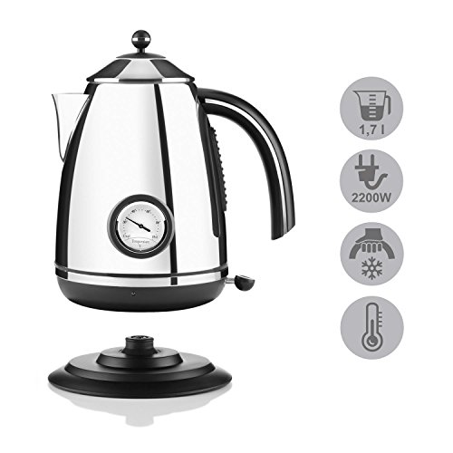 Klarstein - Aquavita Chalet, Wasserkocher, Teekocher, Retro Wasserkessel Design, 1,7 Liter, 2200 Watt, kabellos, Vintage… – Bild 5