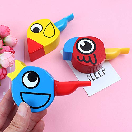 Tcplyn Premium Quality Wooden Bird Whistle for Kids Musical Instrument Educational Toys for Whistles Large Boys and Girls for Party Buttons for Bags Filler Random Color 1Pz
