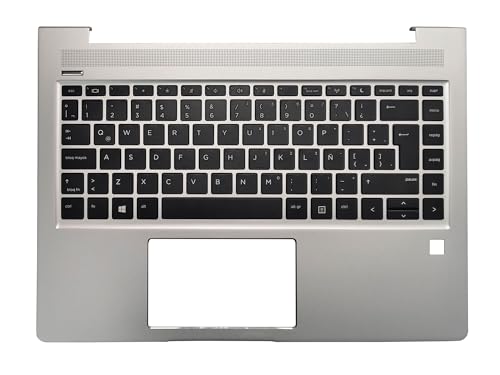 4BX8JTATP20 - Teclado latino compatible con HP ProBook 445 G6 440 G7 445 G7 L44589-001 L74246-071 L38138-001 - Funda de cubierta superior para reposamanos sin retroiluminación