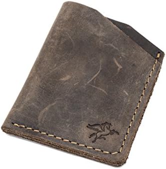 Pegai Minimalist Credit Card Holder, Distressed Leather Card Sleeve, Slim Card Wallet, Front Pocket Wallet, Night-out Wallet, Cass - Chestnut Brown