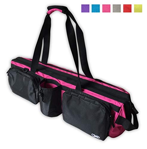 Yoga[Addict]TM Yoga Mat Bag Supreme with Pocket, 30″ Long, Fit Most Mat Size, Easy Access, Extra Wide – Pink