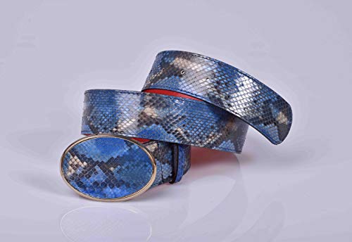 41wMENrSIiL ANNA MILAN Cinturón De Serpiente Natural En Azul Piel 100% Auténtica Forro Interno De Cuero Hebilla Oval En Color Oro… ANNA MILAN Cinturón De Serpiente Natural En Azul Piel 100% Auténtica Forro Interno De Cuero Hebilla Oval En Color Oro… - Imagen 3