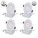 JULLISON LED Recessed Low Profile Slim Panel Light with Junction Box, Air Tight, 4 inch, 9W, 550 Lumens, 5000K Daylight White, CRI80+, Dimmable, cETLus - Listed - 4 Packs