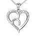 DAOCHONG Sterling Silver Always My Sister Forever My Friend Double Love Heart Necklace, Box Chain 18
