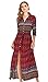 R.Vivimos Women's Summer Boho Button Up V Neck Floral Print Roll Up Causal Split Beach Midi Dresses (Medium, Red)