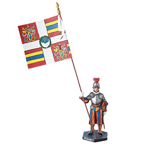 danila-souvenirs Tin Toy Soldier Vatican Swiss Guard Private with Banner Hand Painted Metal Sculpture Miniature Figurine 54mm #14.22a