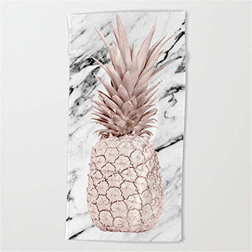 Huisfa Pineapple Rose Gold Marble Beach Towel 31.5"x51.2"