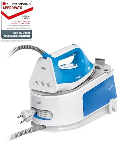 Carestyle1 IS1012BL, 5 ANNI DI ASSISTENZA, Ferro Generatore Di Vapore, Carica Continua, Termostato Regolabile, Tanica 1,5L, AUTOSPEGNIMENTO,Colpo Vapore 340g/min, Sistema Sicurezza, Azzurro