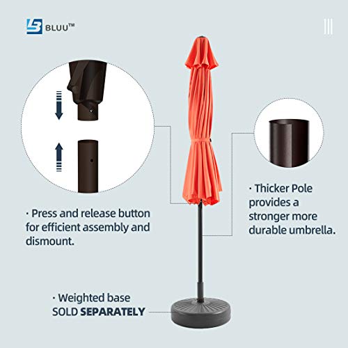 Bluu Patio Umbrella 9 Ft Outdoor Table Market Umbrellas with Push