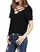 Haola Women's Summer Cross Front Tops Deep V Neck Casual Teen Girls Tees T Shirts L Black