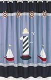 Come Sail Away Nautical Kids Bathroom Fabric Bath Shower Curtain by Sweet Jojo Designs