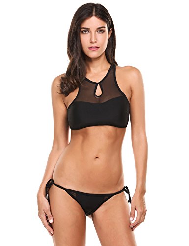 HOTOUCH Women's Bathing Suit 2 Pcs Raceback Mesh Top Bottom Swimwear Bikini Set 2 Colors S-XXL HOTOUCH Women's Bathing Suit 2 Pcs Raceback Mesh Top Bottom Swimwear Bikini Set 2 Colors S-XXL