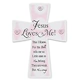 Dicksons Jesus Loves Me Wall Cross, Pink Buttons