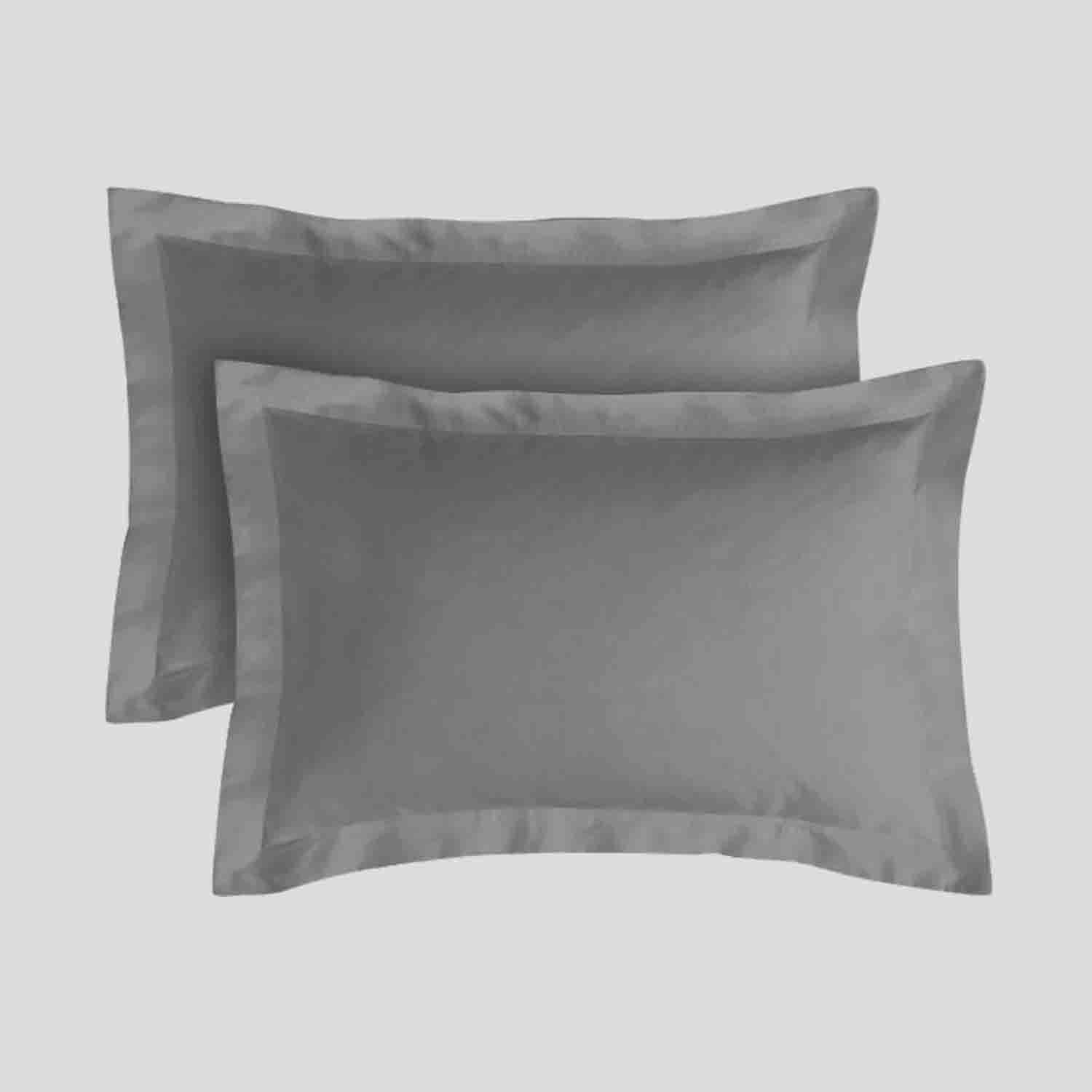 200 Thread Count Premium Oxford Pillow Cases 2 Pack- 50 x 75 Envelope Closure Egyptian Cotton Pillow Cases- Grey