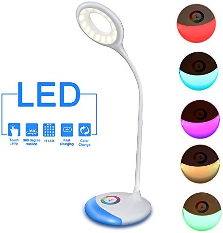 LED Table Lamp, Angozo LED Desk Lamp with Slide Control Color Changing Base, Touch Control and Adjustable Brightness Light