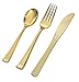 Plastic China Plate Silverware Combo Serving for 20 (115 piece set) IVORY / GOLD