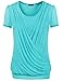Laksmi Women's Gauze Faux Twinset V-Crossed Front-Pleated Tunic Shirts Blouse