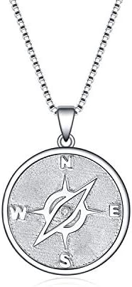 Sterling Sliver Compass Necklace Best Friend Jewellery for Girls Back to School Gifts for Women Men Unisex